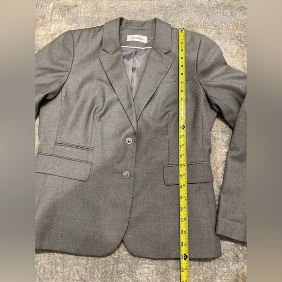 Calvin Klein Suit Blazer Jacket & Ankle Pants Gray Size 12 Turn Lock Buttons - Picture 9 of 12